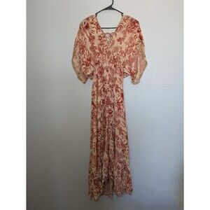 Z&L Dress Medium Caftan Style Viscose Orange Maxi Floral Summer Feminine